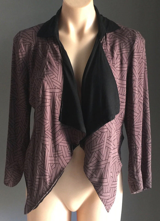 I LOVE H81 Forever 21 Jacket Soft Drape Crop Black & Brown Top Size M 10 12