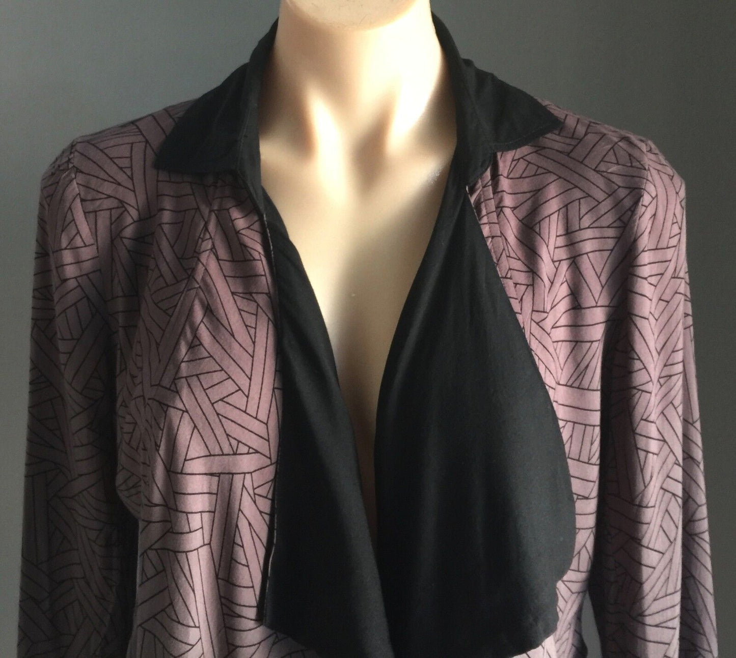 I LOVE H81 Forever 21 Jacket Soft Drape Crop Black & Brown Top Size M 10 12