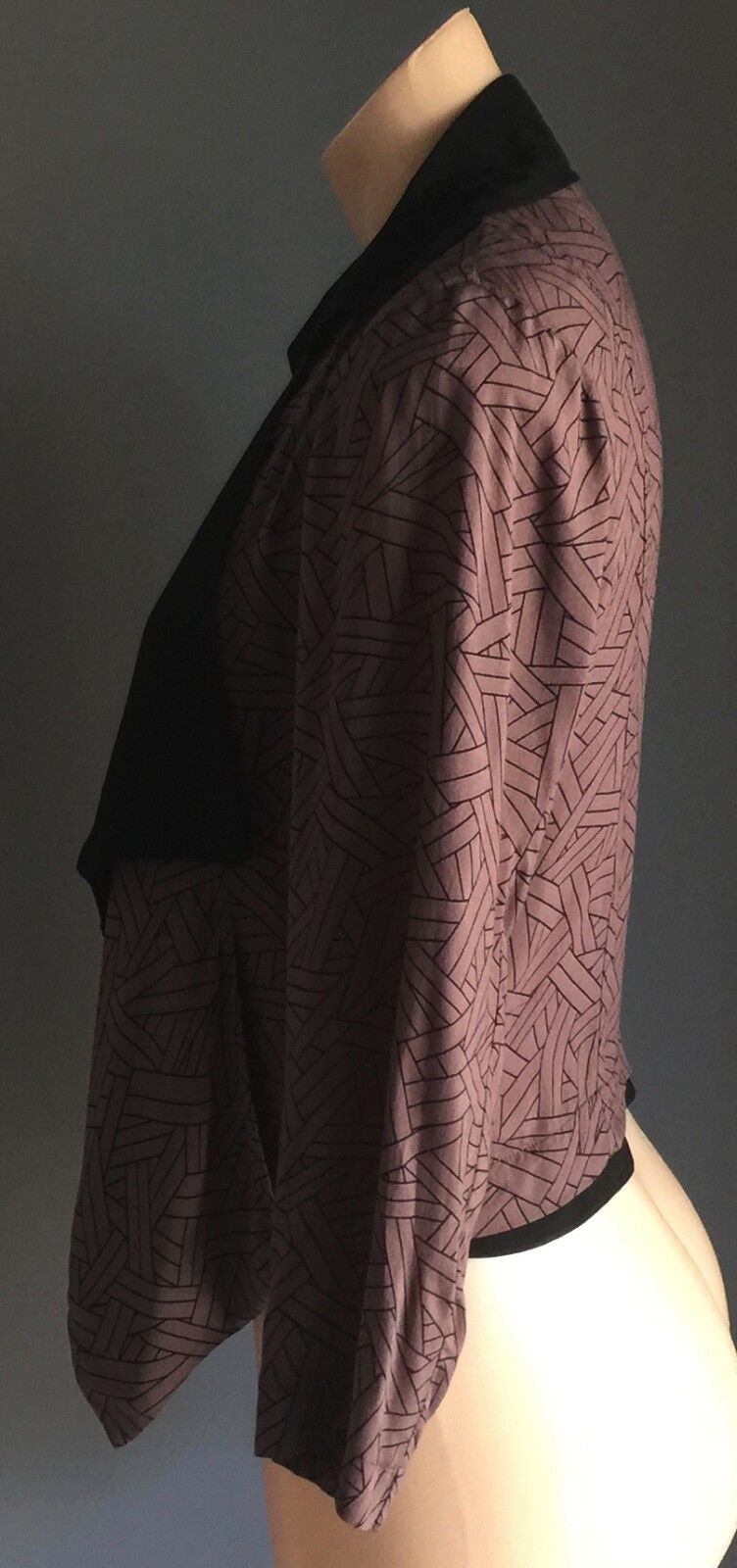 I LOVE H81 Forever 21 Jacket Soft Drape Crop Black & Brown Top Size M 10 12