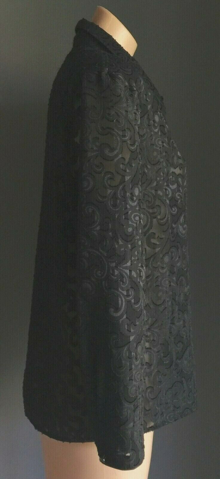DESIGN STUDIO Shirt Button Front Over Black Burnt Out Top Size 12 Dressy  #2