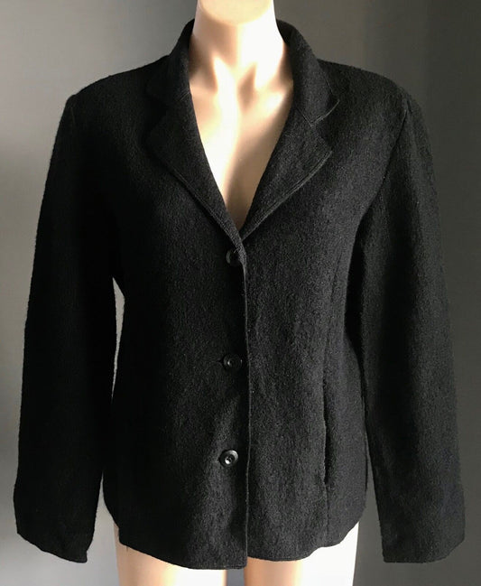 MARCO POLO Jacket Blazer Black Woolmark Single Breasted Winter Ladies Size M 12