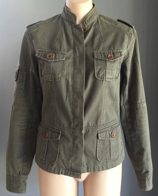 LET MEB Jacket Fitted Military Style Khaki Ladies Size 10 Pockets Darts to Fit