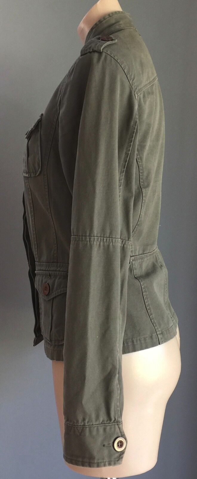LET MEB Jacket Fitted Military Style Khaki Ladies Size 10 Pockets Darts to Fit