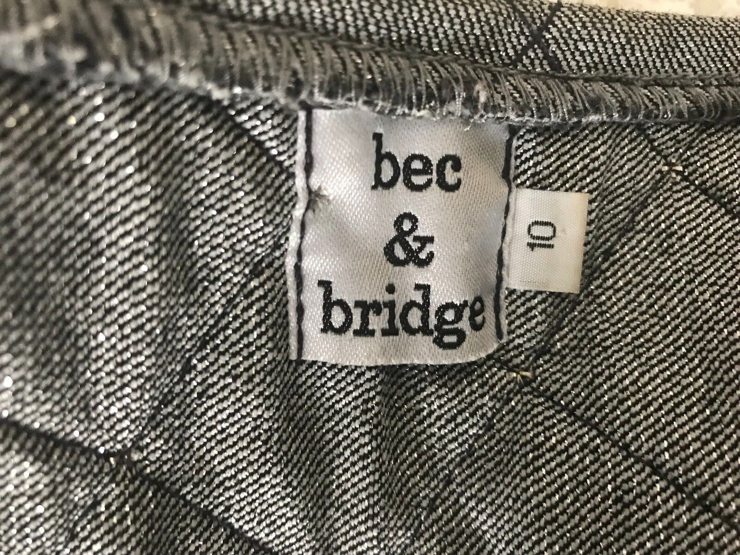 BEC & BRIDGE Crop Jacket Grey Silver Stud & Quilted Trim Size 10 NEW