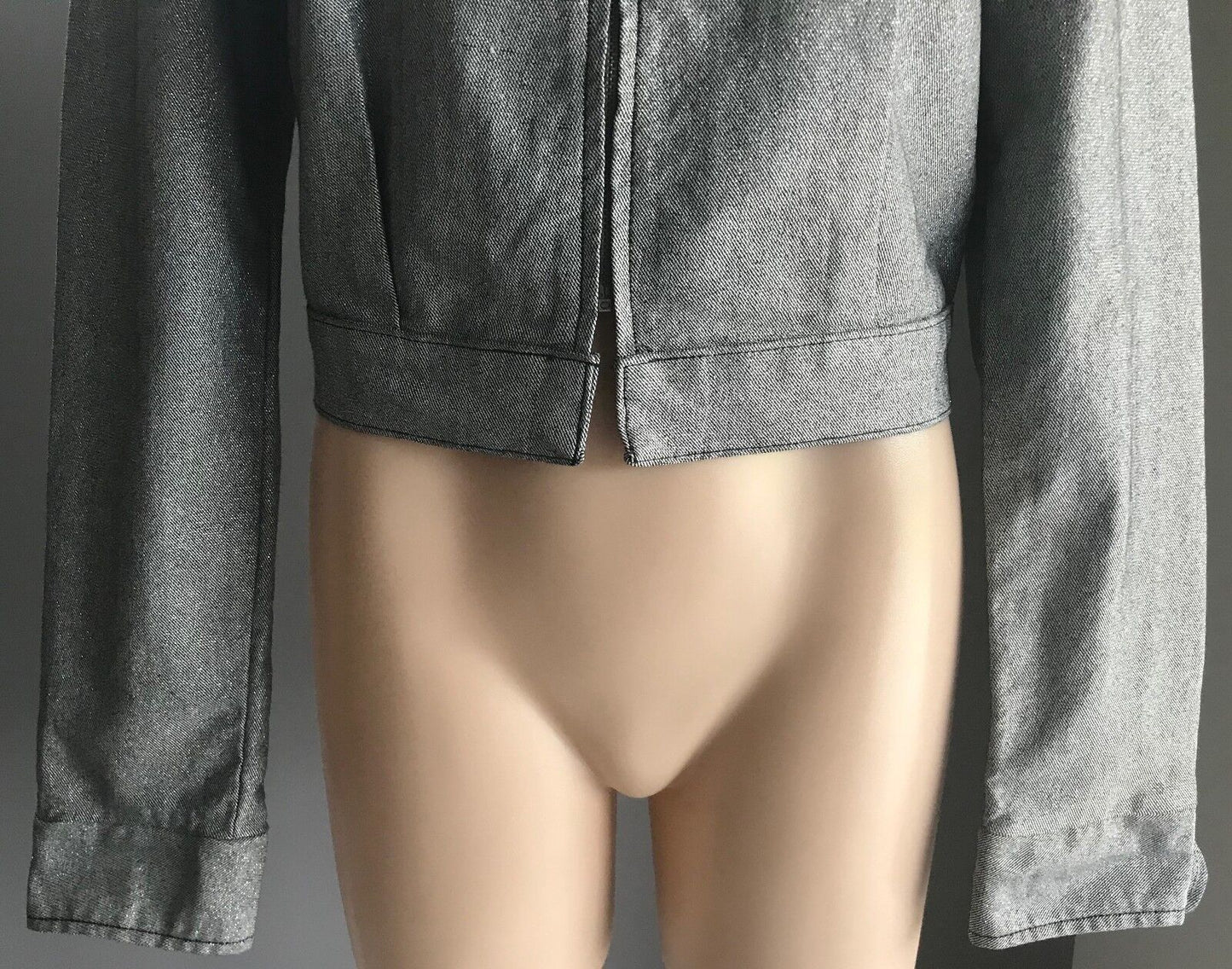 BEC & BRIDGE Crop Jacket Grey Silver Stud & Quilted Trim Size 10 NEW