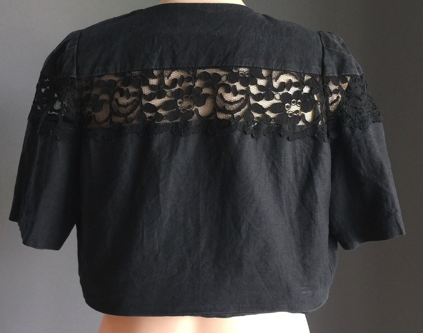DUSK Jacket Crop Bolero Black Short Sleeve Shoulder Pads Ladies Size 12 1990's