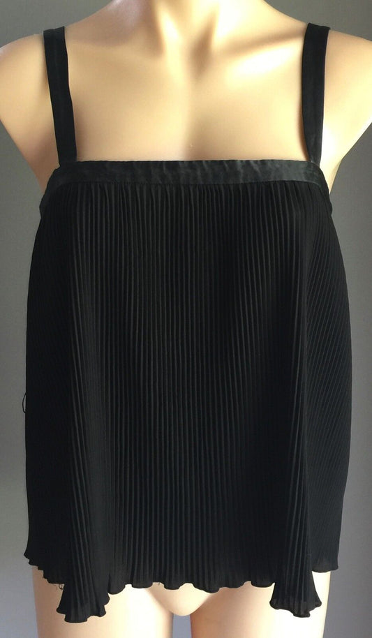 MORRISSEY Strappy Top Black Accordion Pleat Sleeveless Size 2 AU 10 Stunning