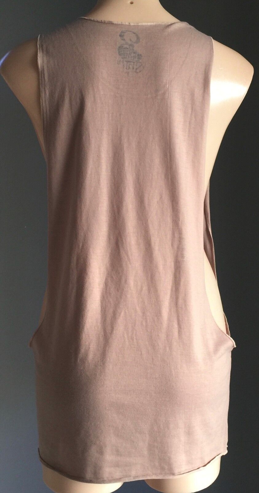 Bombshell Singlet Bright Print Taupe Long Drop Armhole Tank Top Size M 10