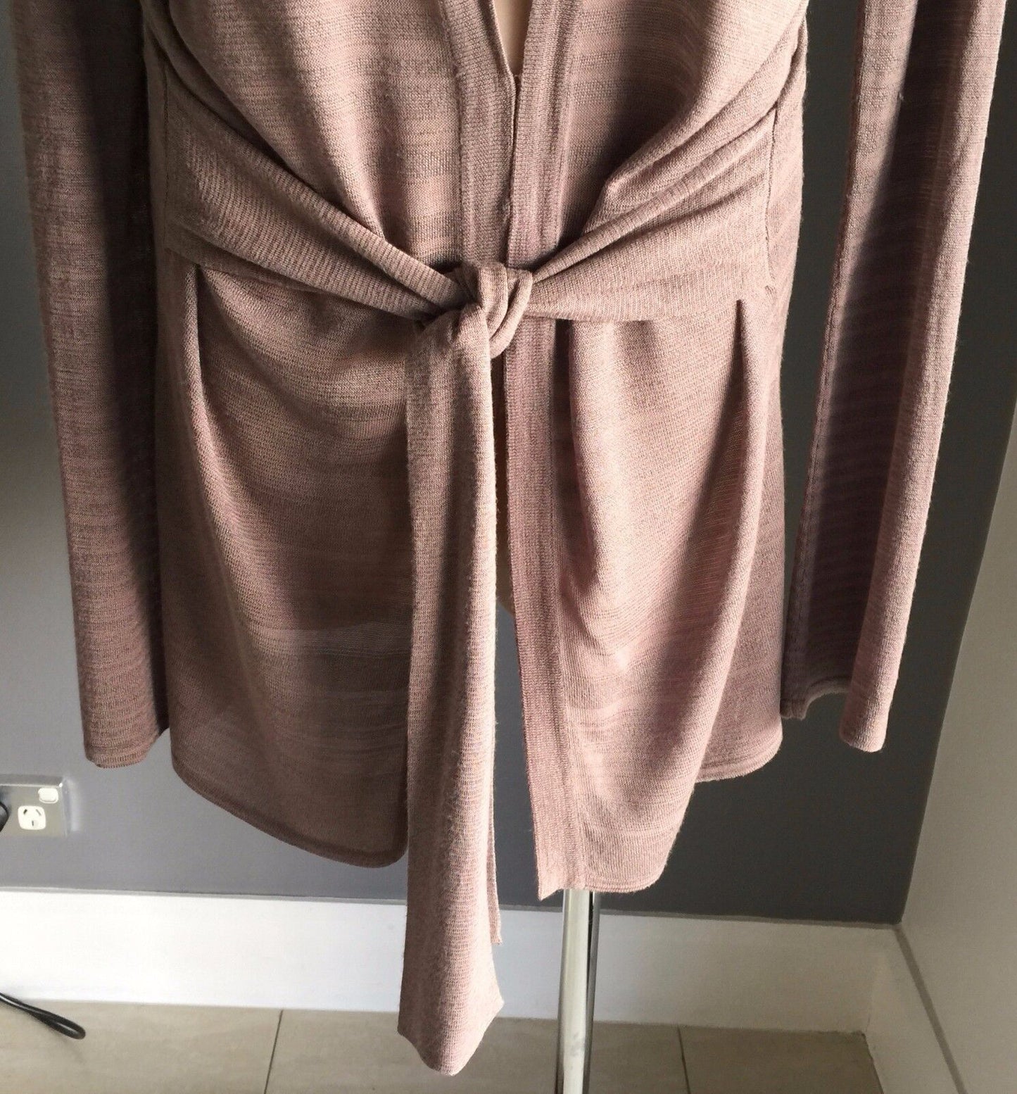 DAVID LAWRENCE Knit Cardigan Brown Long Sleeve Front Tie Ladies Size M 10 NEW