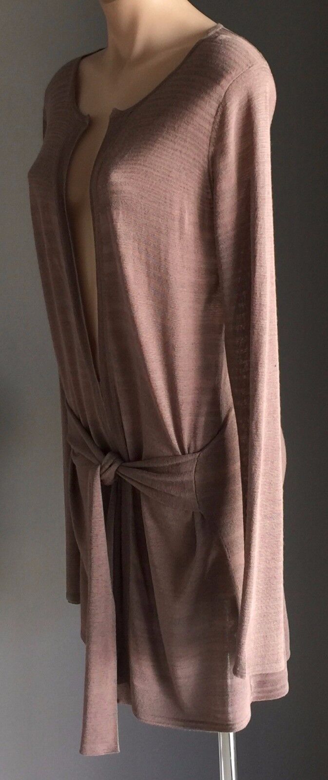 DAVID LAWRENCE Knit Cardigan Brown Long Sleeve Front Tie Ladies Size M 10 NEW