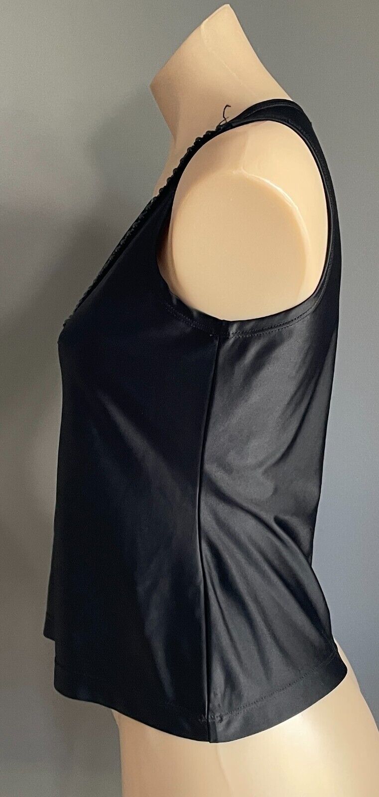 MAHON MIRALIA Top Black Sleeveless Stretch w Beading Trim Size 2 AU 10 NEW