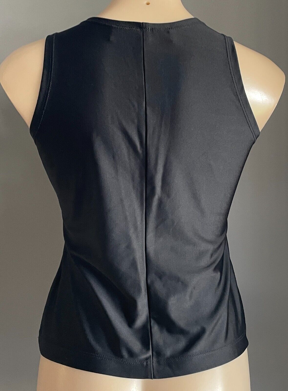 MAHON MIRALIA Top Black Sleeveless Stretch w Beading Trim Size 2 AU 10 NEW