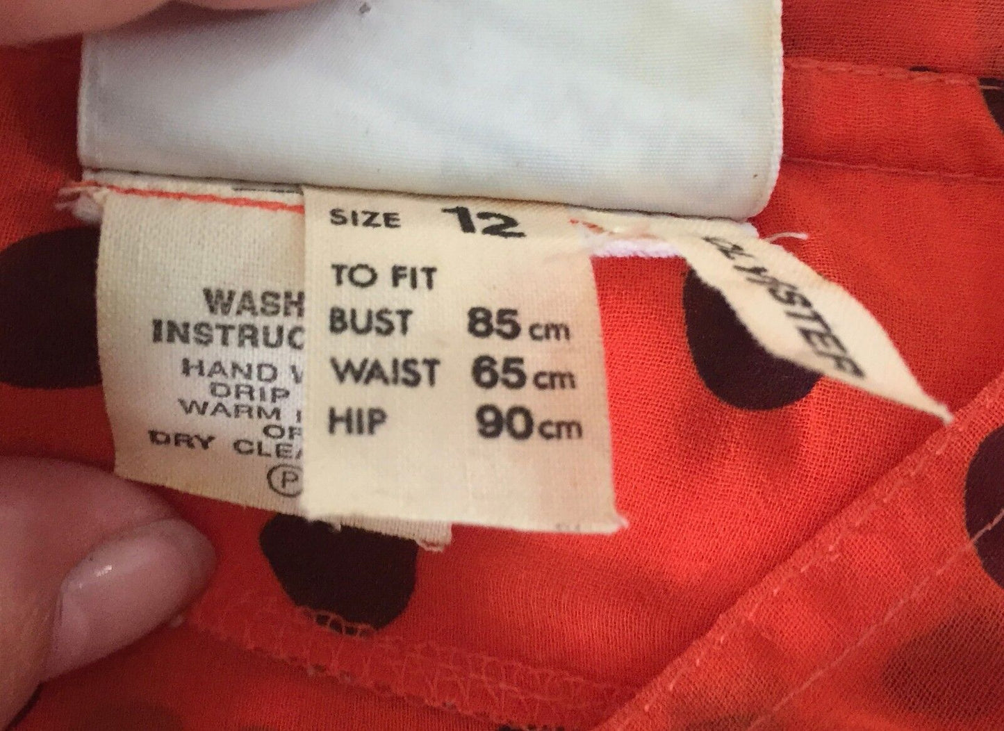 HARRY WHO Jacket Orange & Black Polka Dot Drawstring Sheer Hooded Size 12 1990's