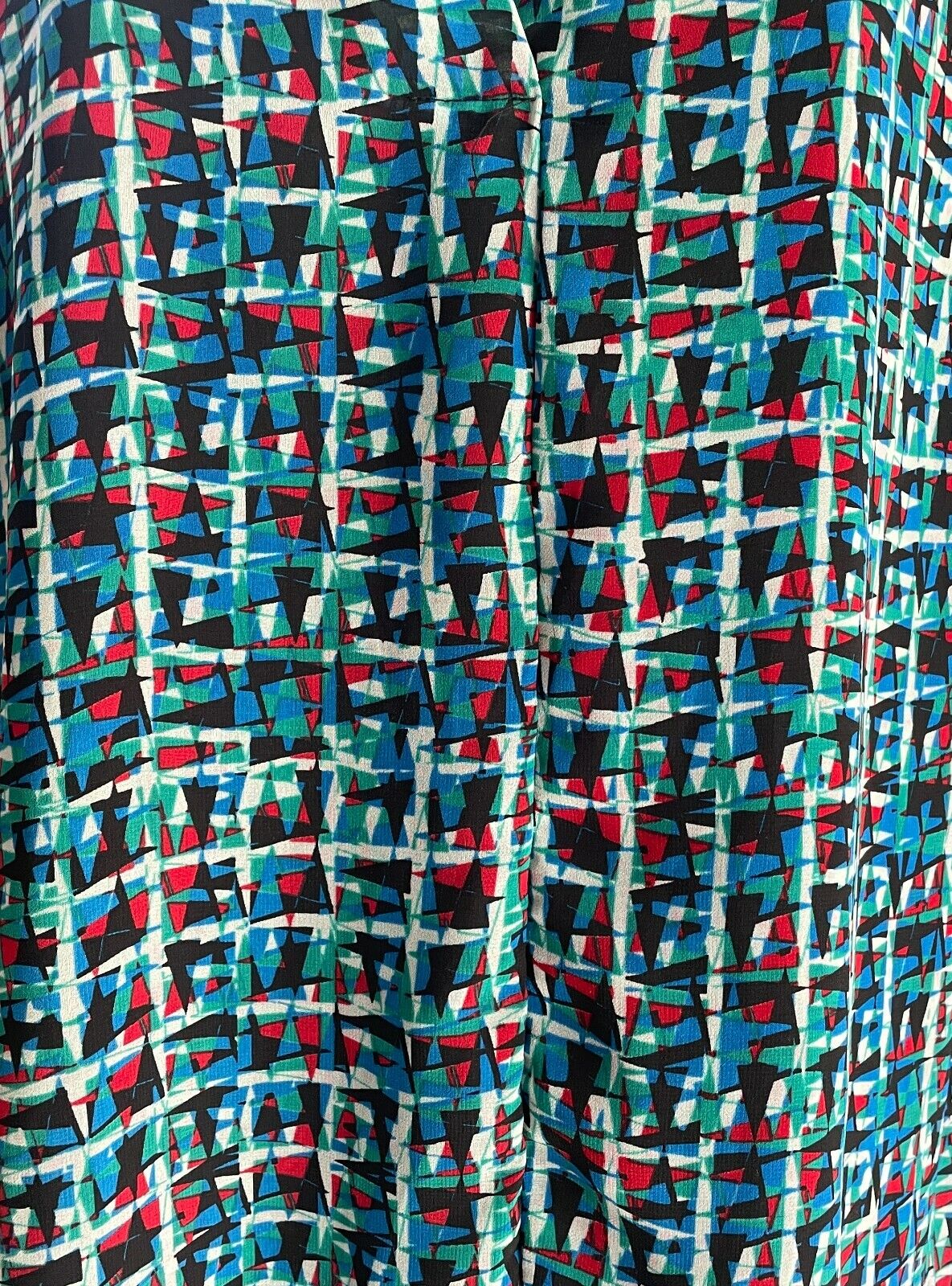 LIZ JORDAN Top "Hannah" Blue Green Red White Geo Sleeveless Blouse Size 16 NEW