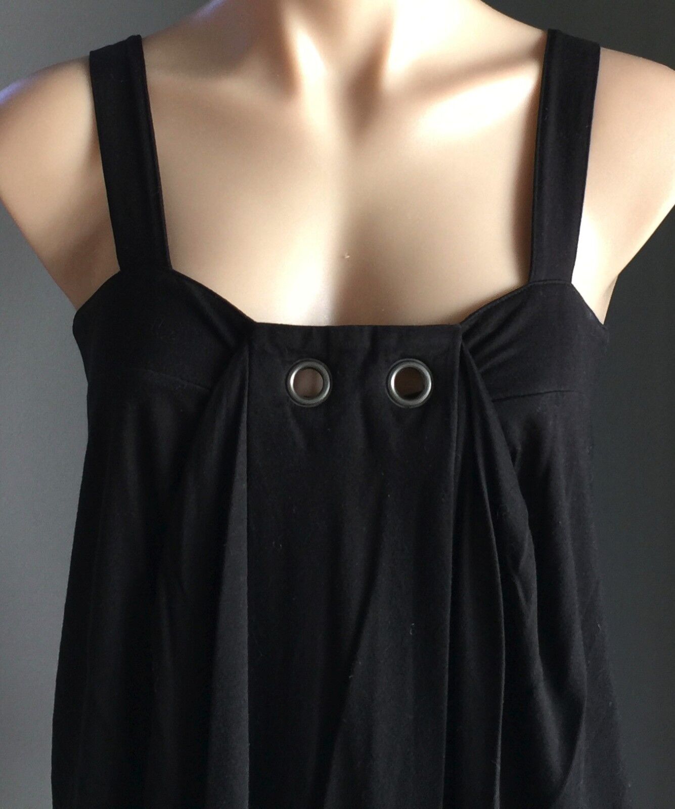 COUNTRY ROAD Top Tank Stretch Black Sleeveless Silver Rings Trim Camisole S 10