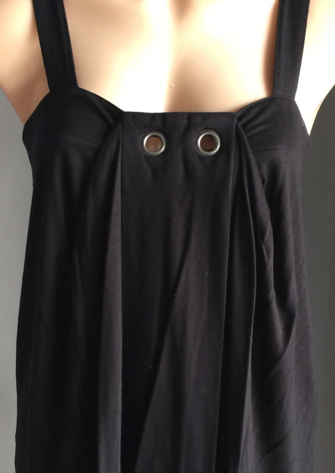 COUNTRY ROAD Top Tank Stretch Black Sleeveless Silver Rings Trim Camisole S 10