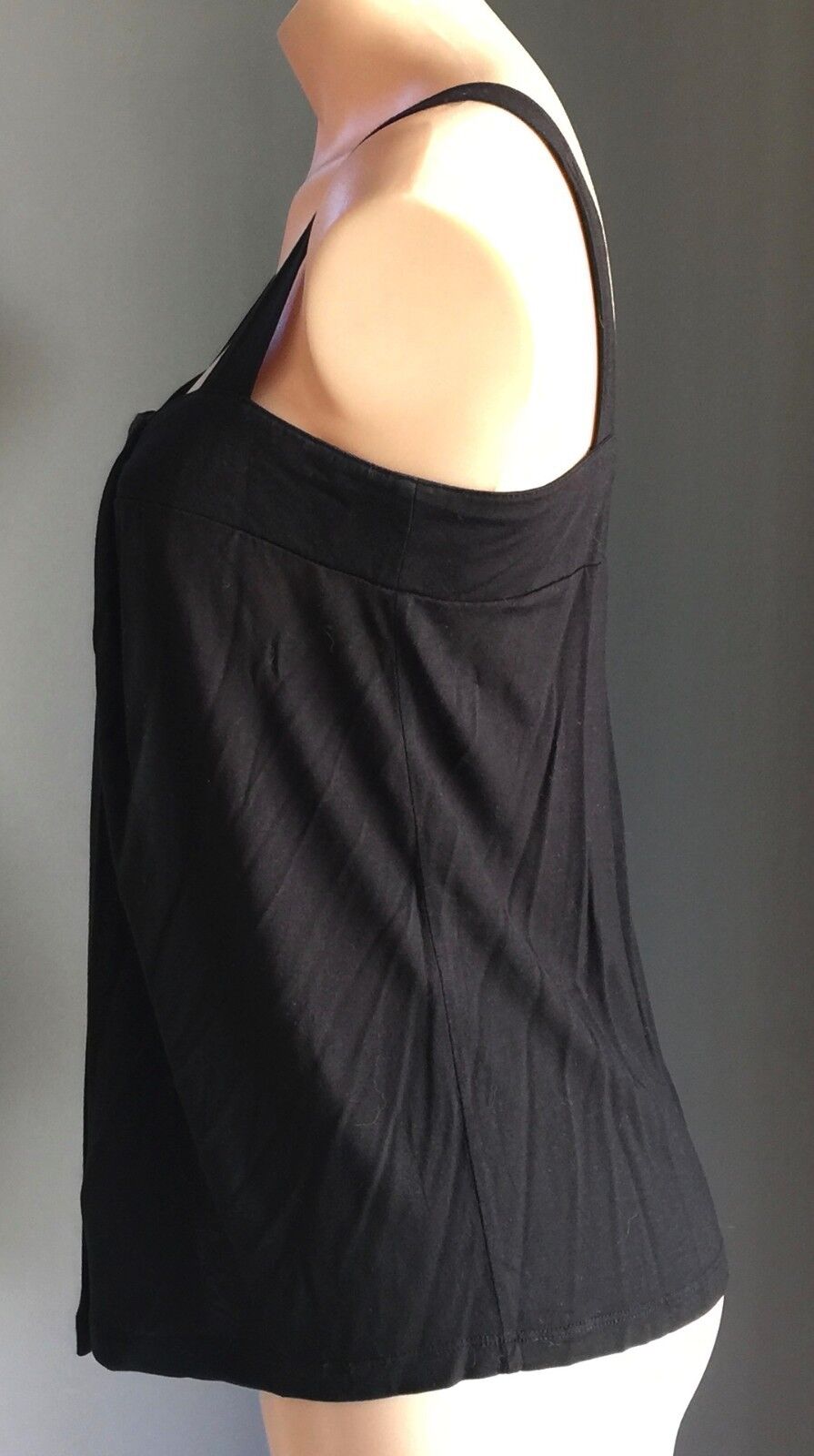 COUNTRY ROAD Top Tank Stretch Black Sleeveless Silver Rings Trim Camisole S 10