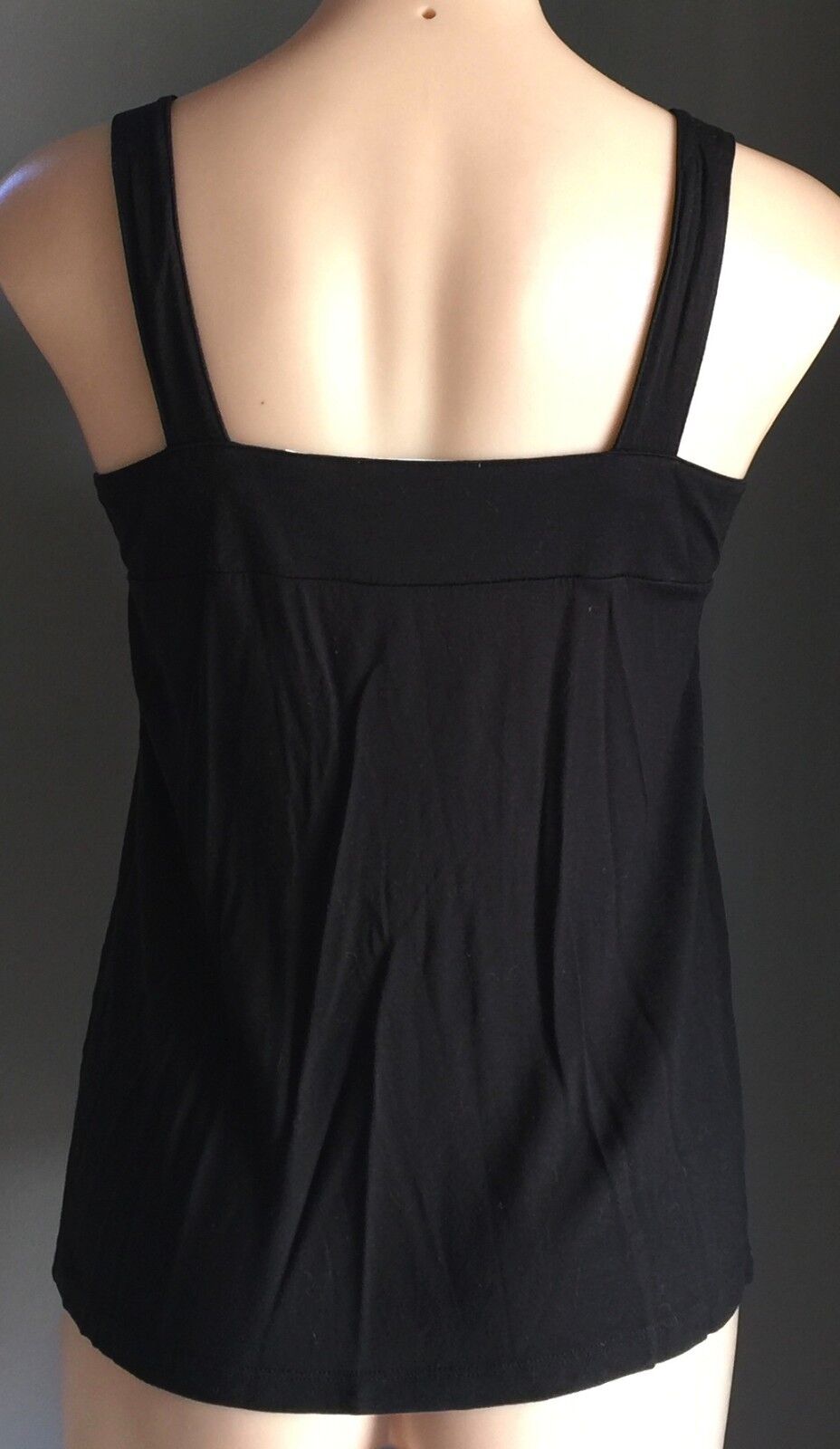 COUNTRY ROAD Top Tank Stretch Black Sleeveless Silver Rings Trim Camisole S 10