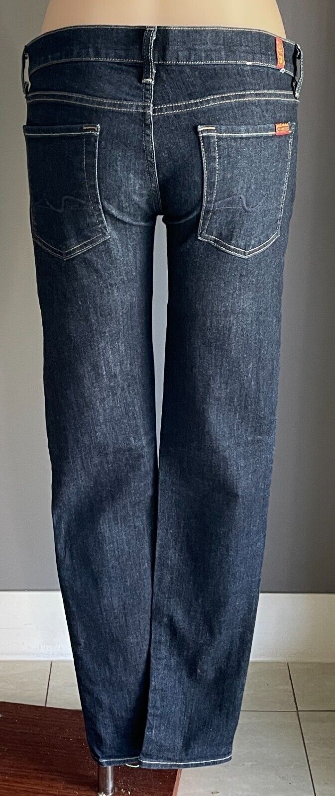 7 FOR ALL MANKIND "Roxanne" Slim Leg Jeans Dark Blue Denim Size 29 82cm Waist