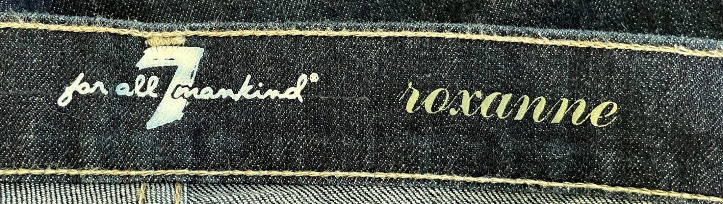 7 FOR ALL MANKIND "Roxanne" Slim Leg Jeans Dark Blue Denim Size 29 82cm Waist