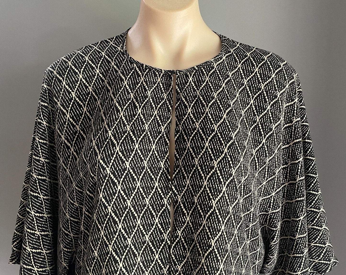 COUNTRY ROAD Jacket Light Open Black & Taupe Kimono Blouse Ladies Size S 8 10