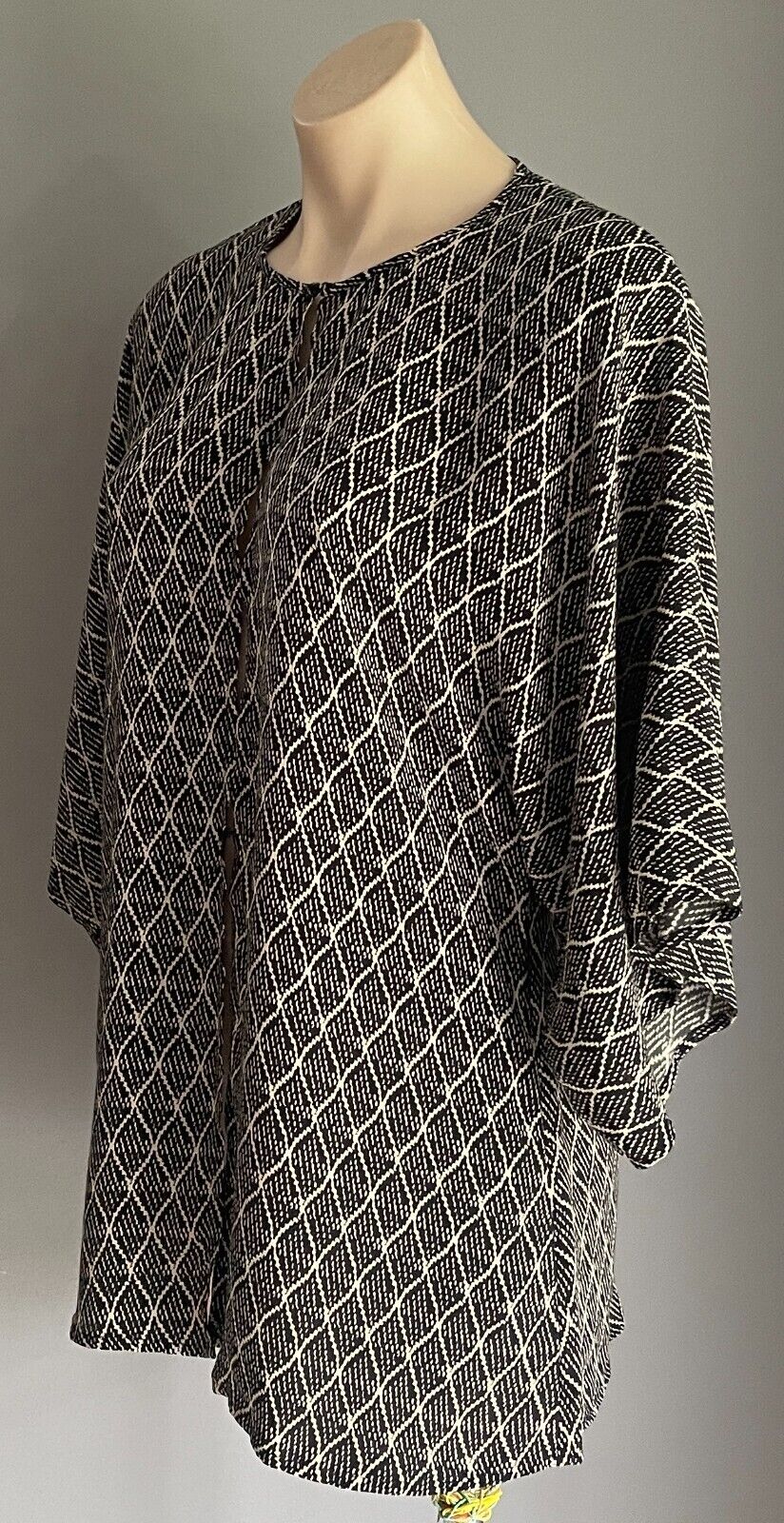 COUNTRY ROAD Jacket Light Open Black & Taupe Kimono Blouse Ladies Size S 8 10