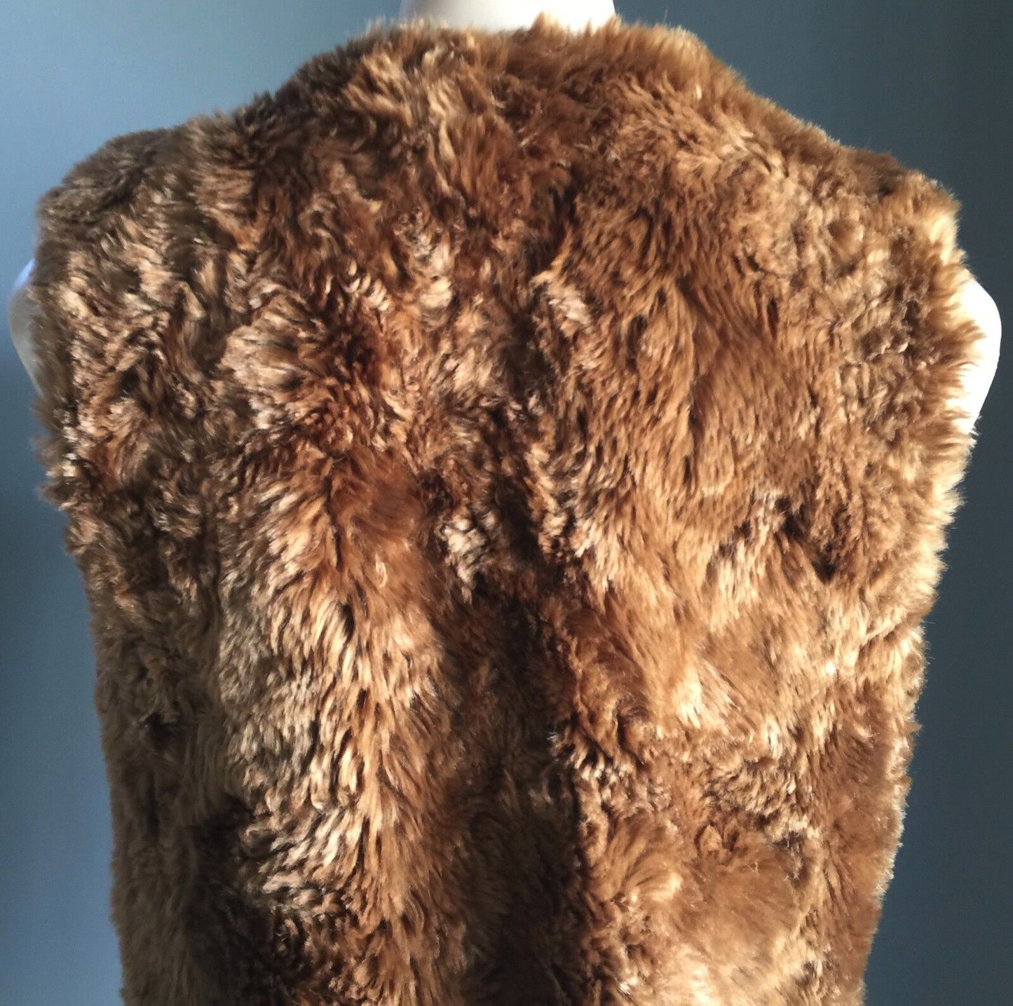 COUNTRY ROAD Jacket Brown Faux Fur Sleeveless Longline Size S 10 Fluffy New Boho