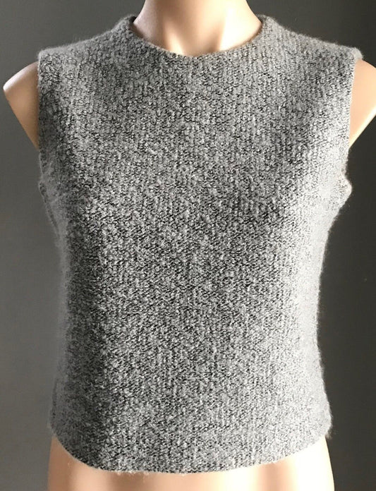 SORELLE FONTANA ROMA Crop Top Grey Textured Sleeveless Tank Top Size 10 Vintage