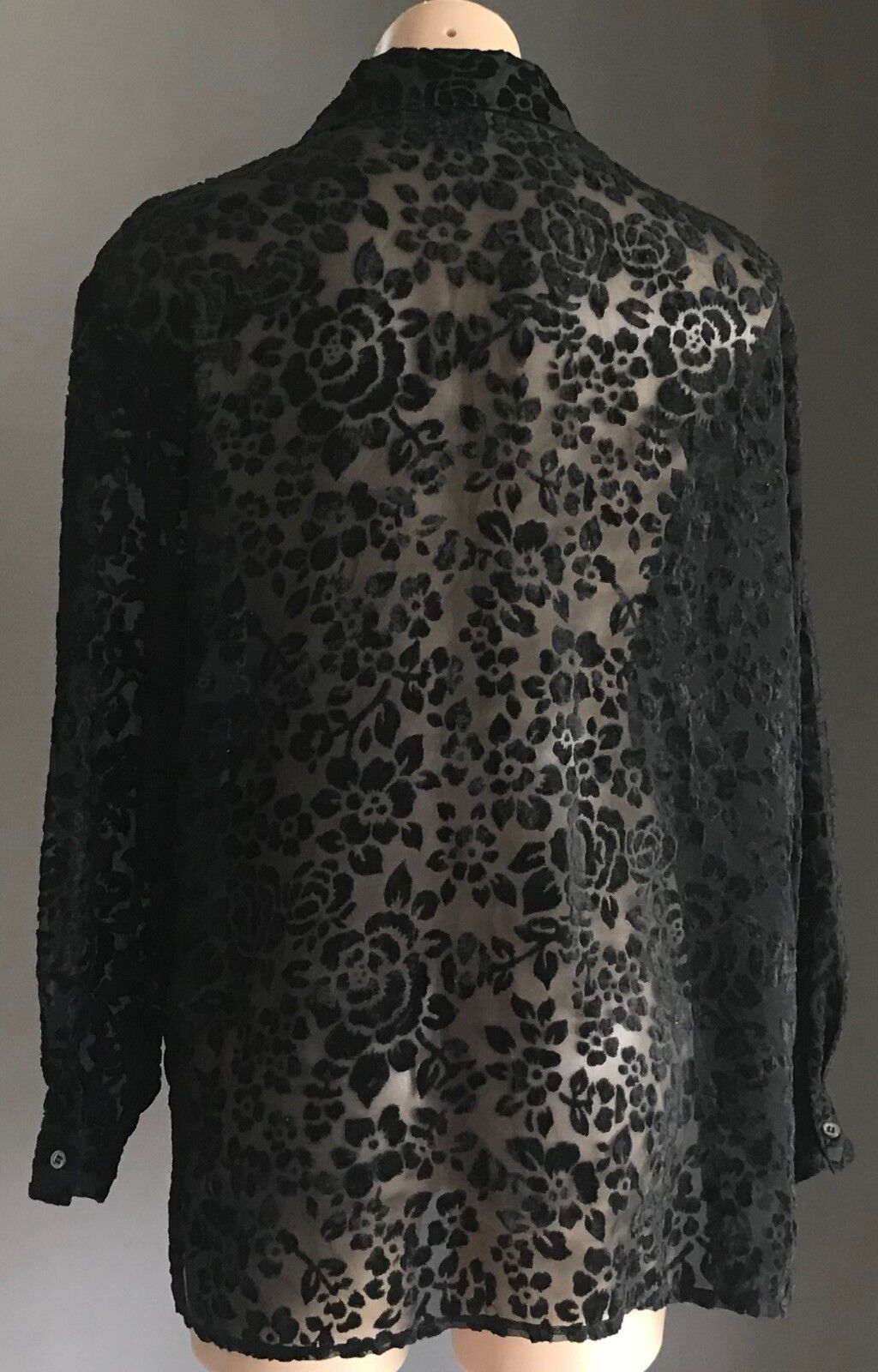 DESIGN STUDIO Over Shirt Burnout Floral Print Black  Semi Sheer Top Size 12 #1