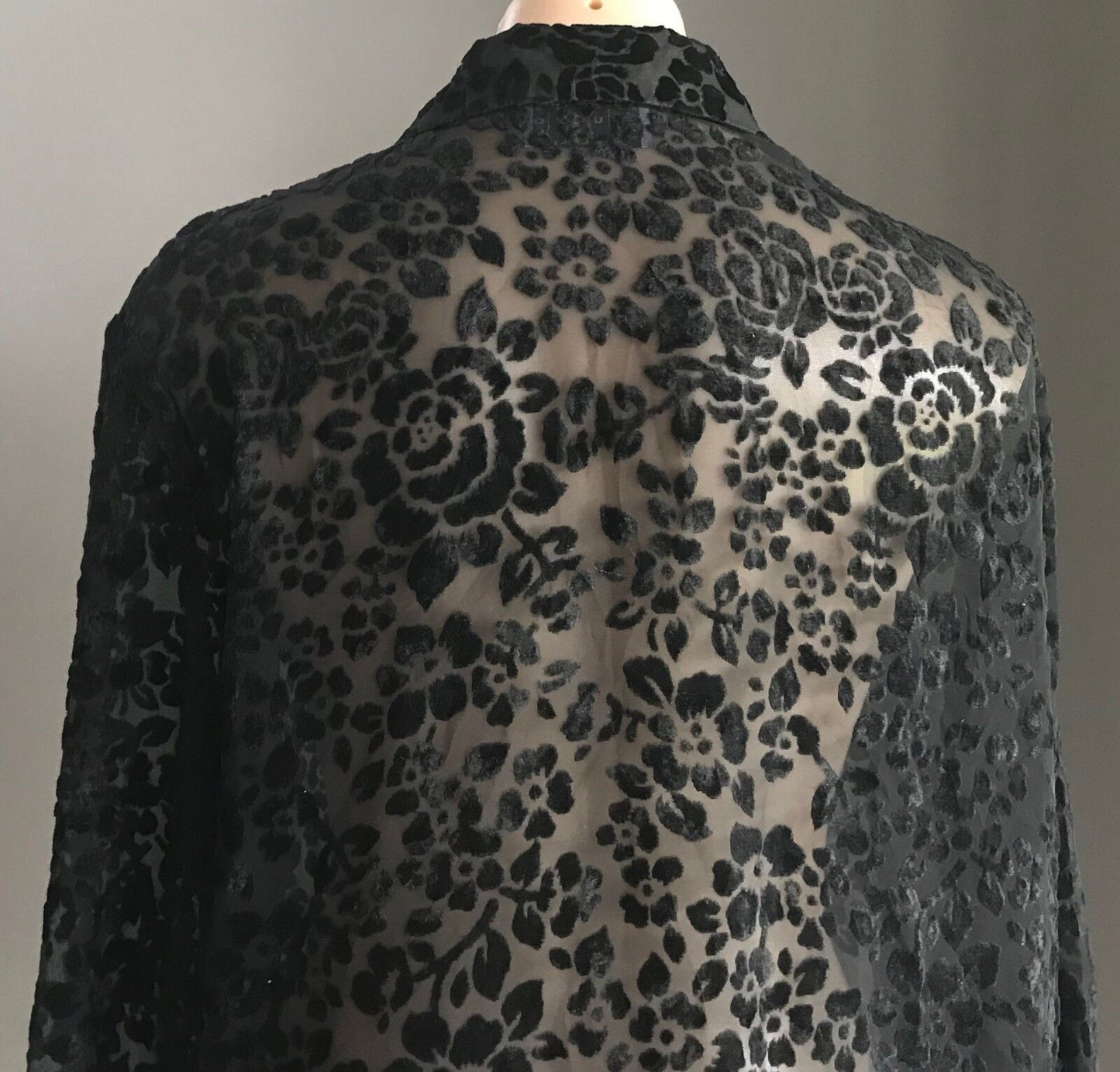 DESIGN STUDIO Over Shirt Burnout Floral Print Black  Semi Sheer Top Size 12 #1