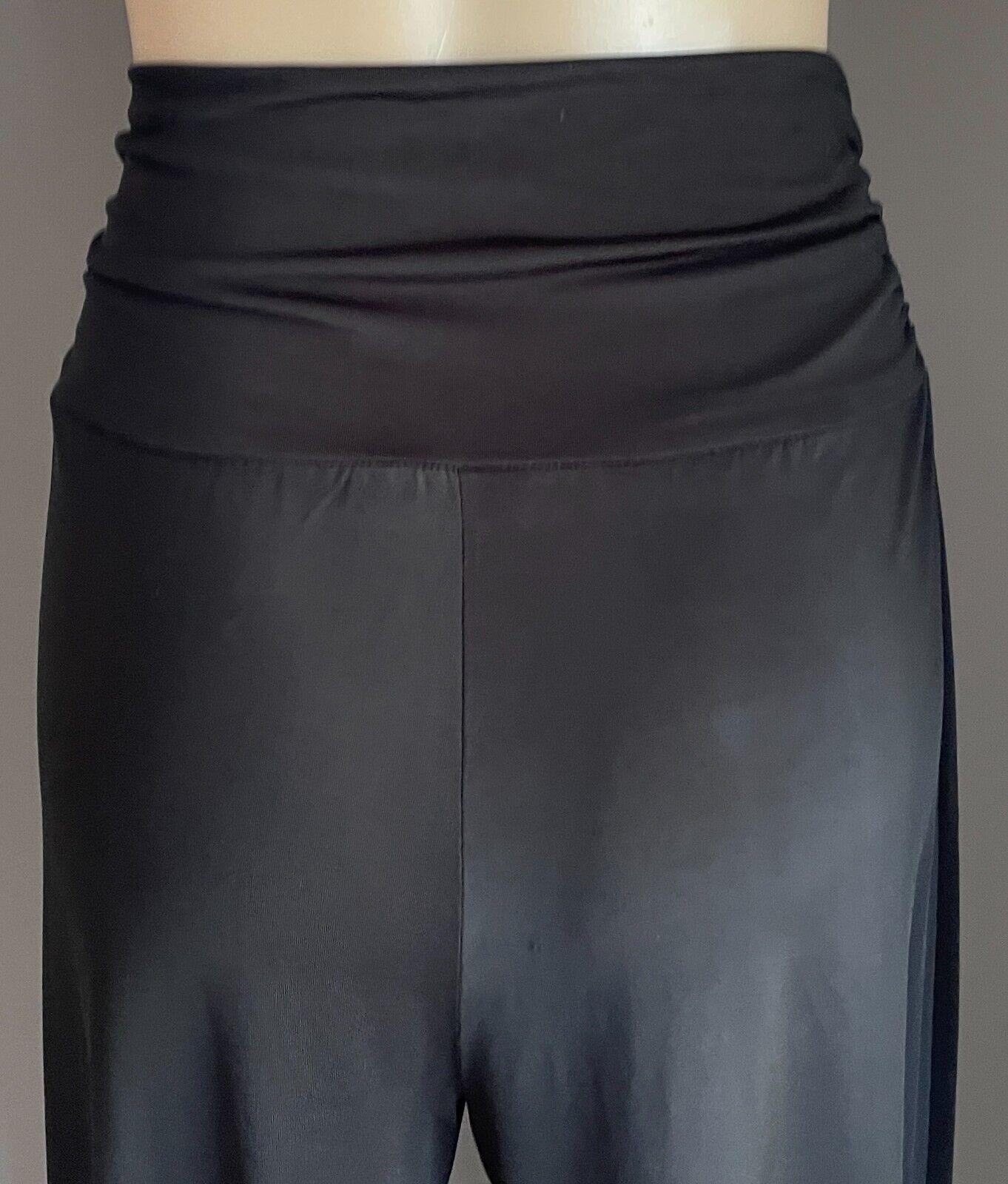 SUNNY GIRL Harem Pants Black Wide Ruched Waist Band Relaxed Fit Stretch Size 12