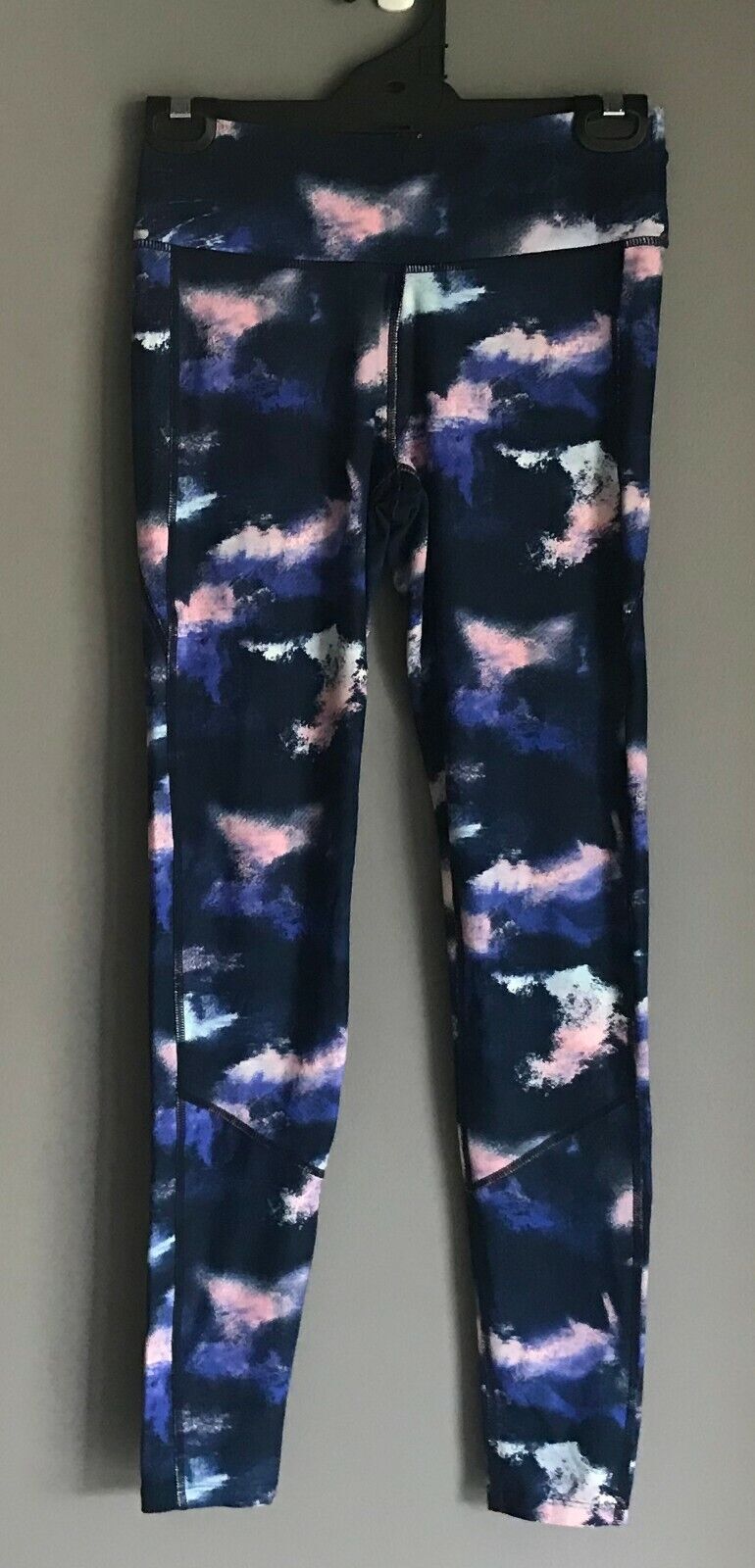 ACTIVE & CO Leggings Blue & Pink Print Long Sports Size 10 Gym Activewear Pants