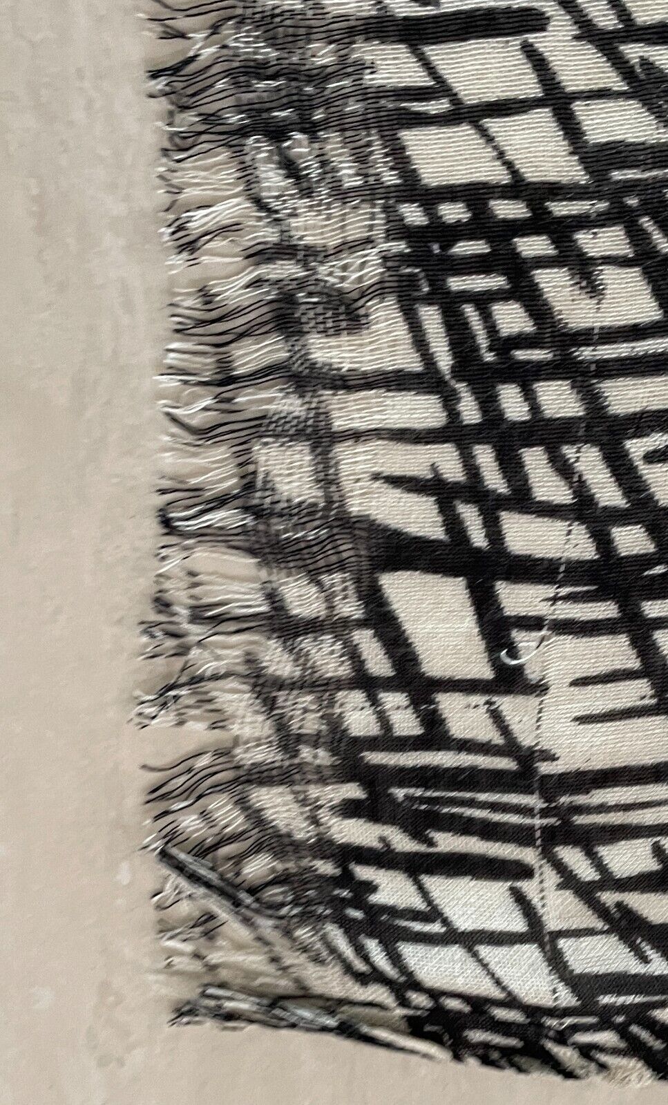 SUSSAN Black & Taupe Abstract Print Rectangle Scarf Light Neck Wrap NEW