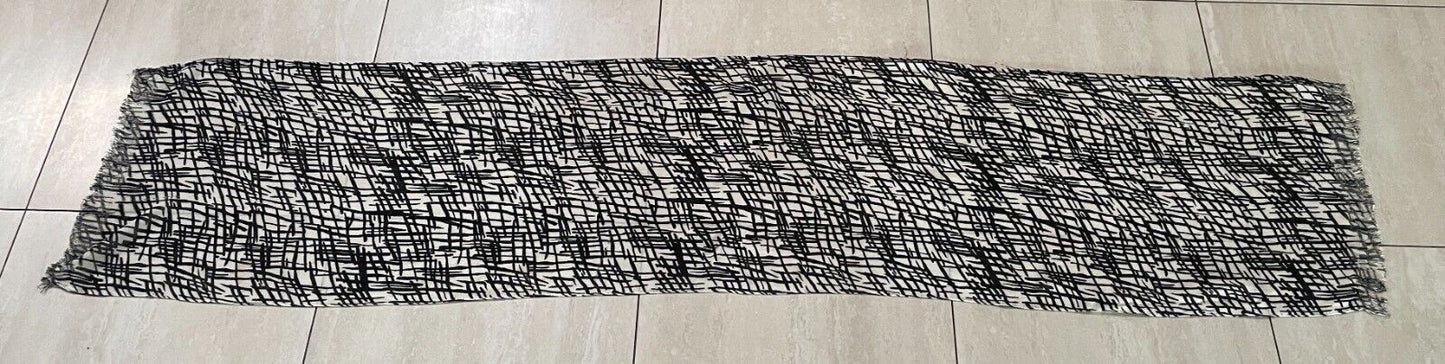 SUSSAN Black & Taupe Abstract Print Rectangle Scarf Light Neck Wrap NEW
