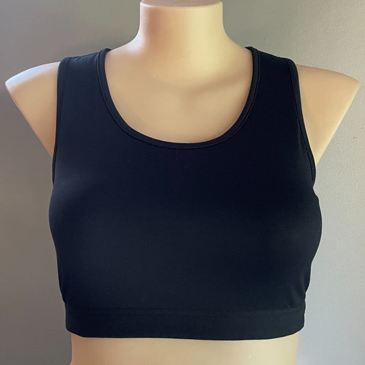 ACTIVE & CO Sports Bra Crop Top Black  Racer Back Medium Support Gym Size 18