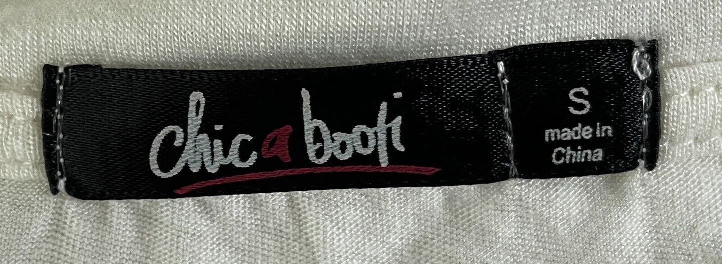 CHICABOOTI Top White Sleeveless T-Shirt LA Sunset Print At Front Size S 10