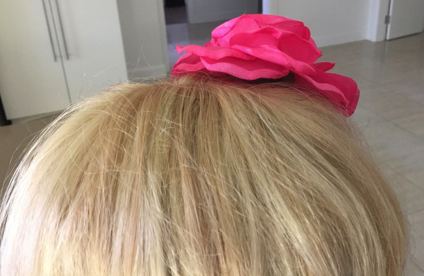 FASCINATOR HAIR CLIP Rosette Large Pink Flower Rockabilly PinUp Races NEW