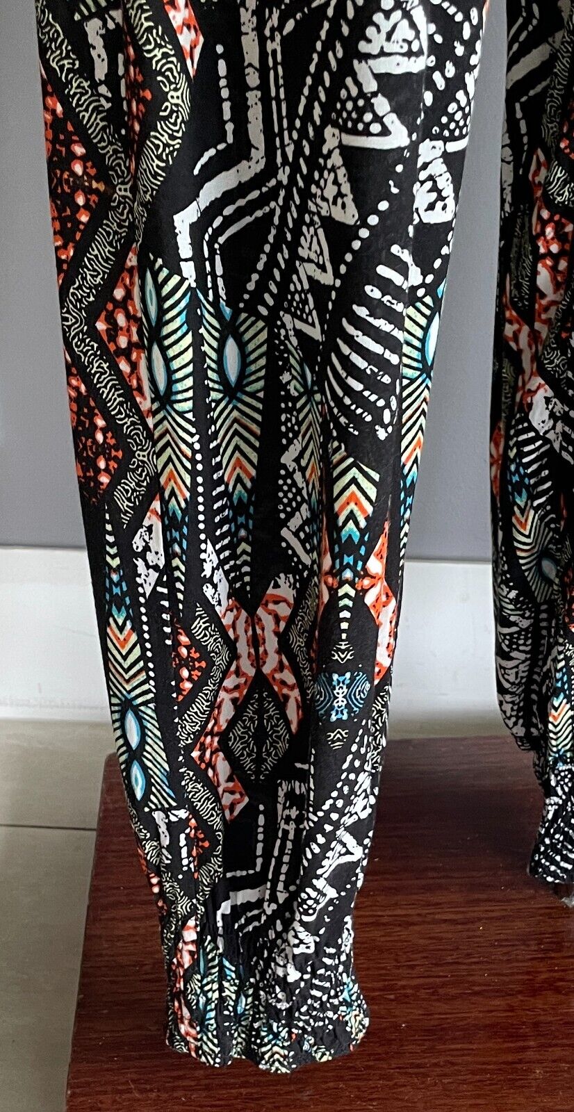 Hippie Pants Multicolour Elastic Waist & Leg Cuffs Size 10 Lightweight Relaxed