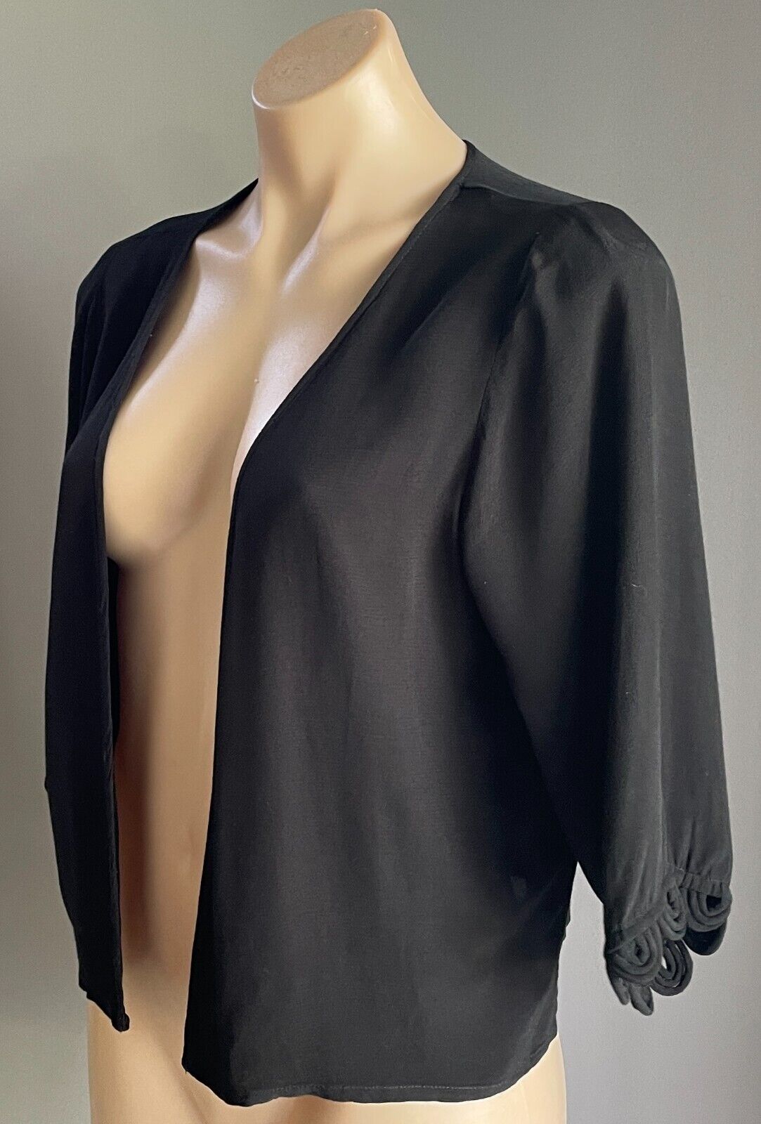 COHEN ET SABINE Jacket Black 3/4 Sleeve Lightweight Bolero Cotton Top Size 12