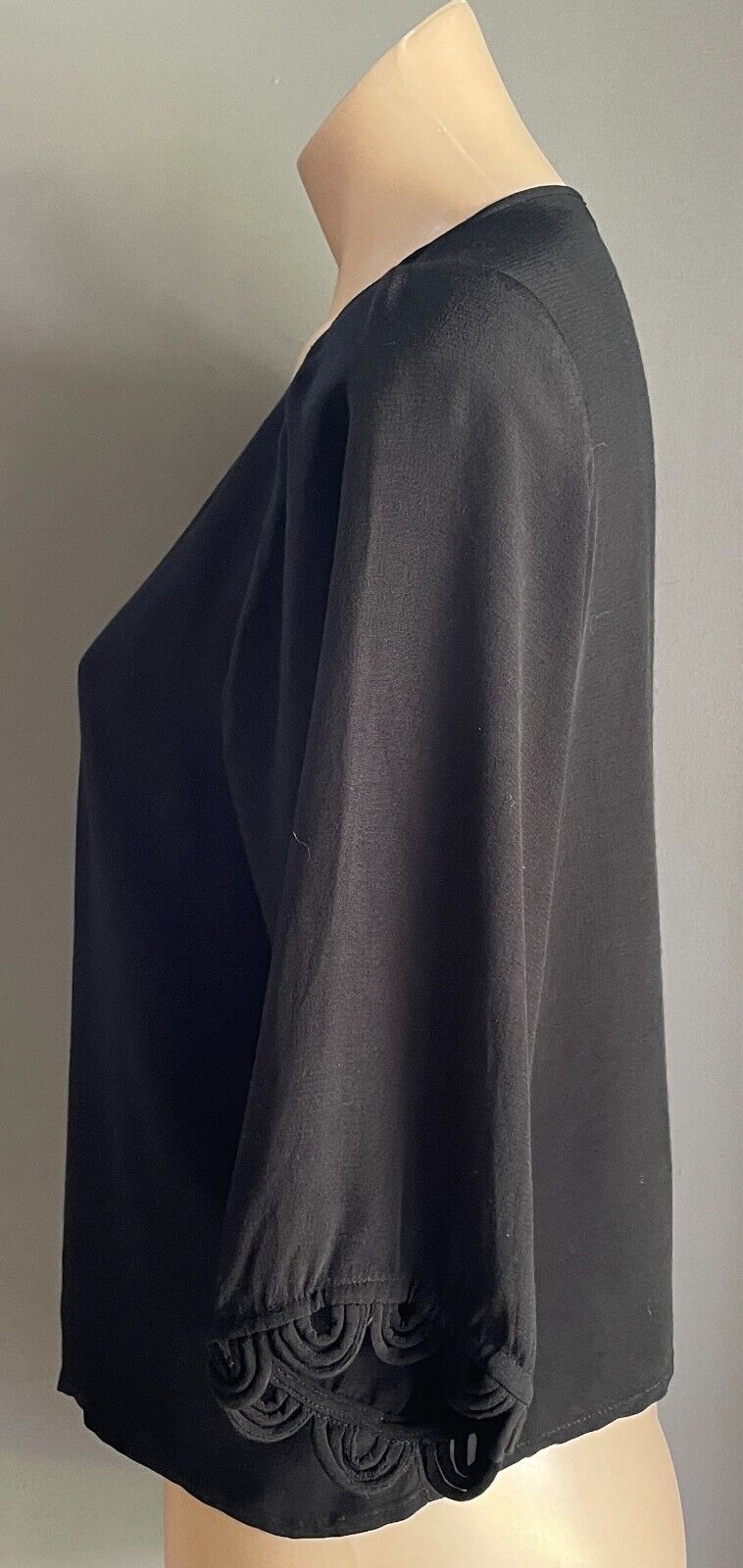 COHEN ET SABINE Jacket Black 3/4 Sleeve Lightweight Bolero Cotton Top Size 12