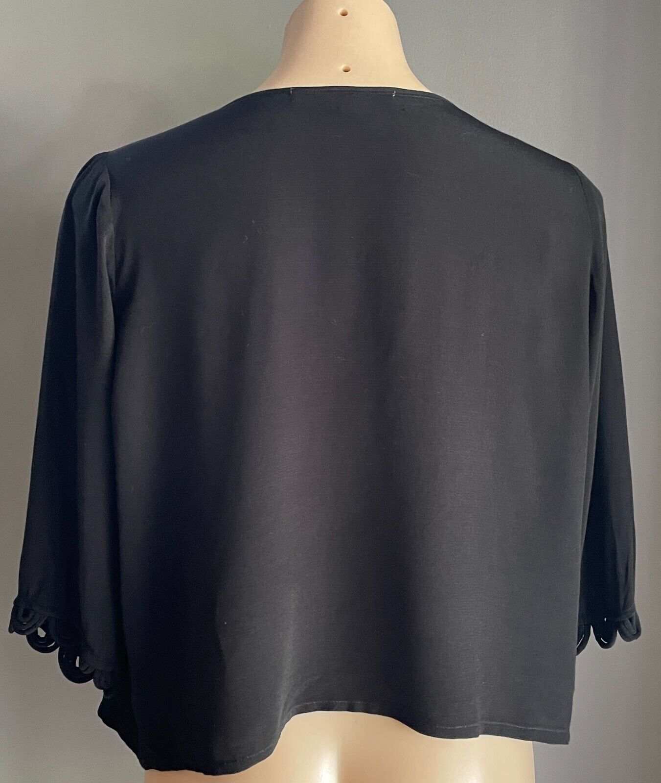 COHEN ET SABINE Jacket Black 3/4 Sleeve Lightweight Bolero Cotton Top Size 12