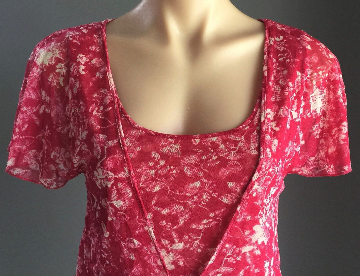 DAVID LAWRENCE Camisole Cardigan Combo Red White Floral Twofer Size 10 NEW