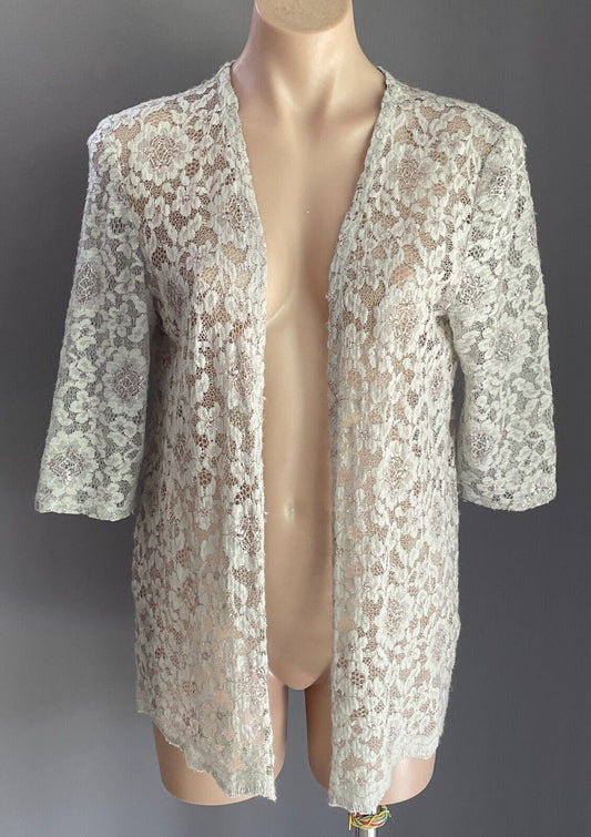 GREG SERNACK Jacket Light Sage Green Lace & Silver Thread Size 12 Vintage