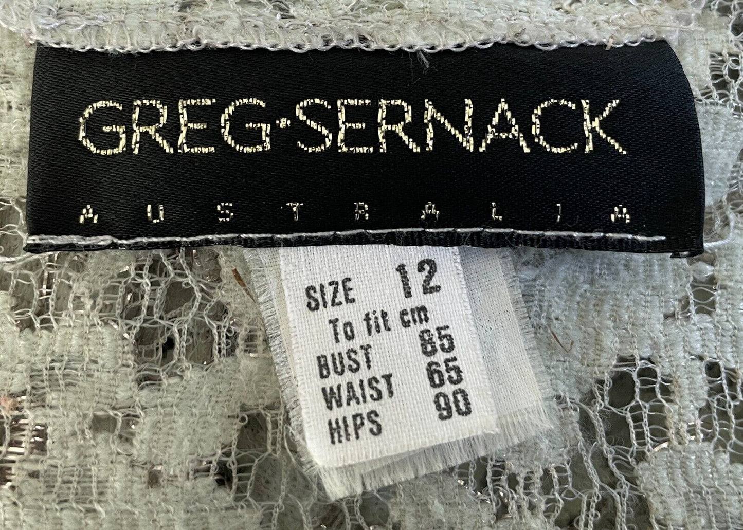 GREG SERNACK Jacket Light Sage Green Lace & Silver Thread Size 12 Vintage