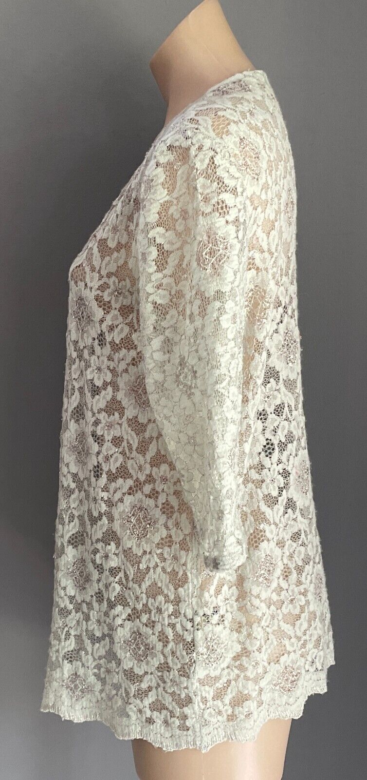 GREG SERNACK Jacket Light Sage Green Lace & Silver Thread Size 12 Vintage