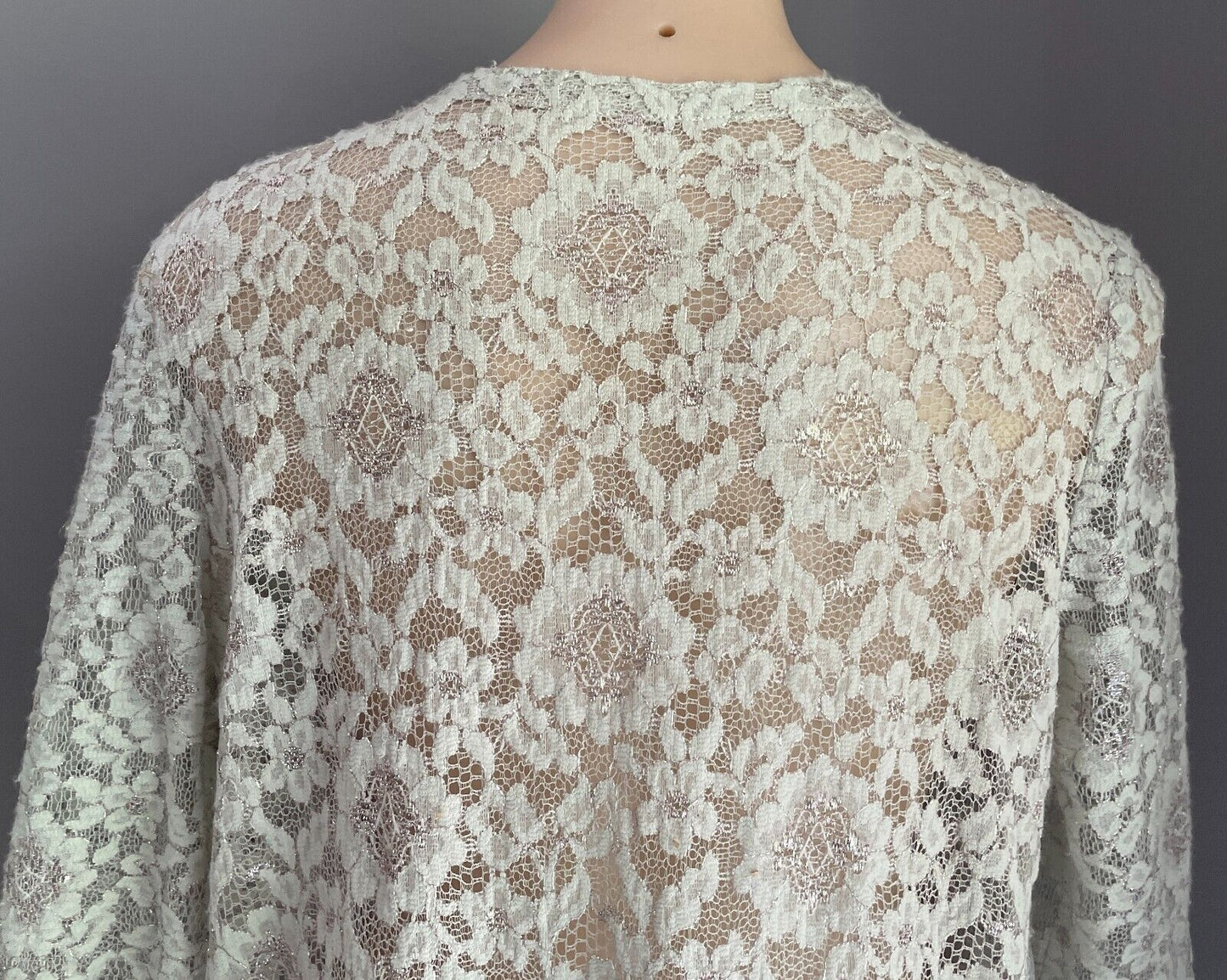 GREG SERNACK Jacket Light Sage Green Lace & Silver Thread Size 12 Vintage