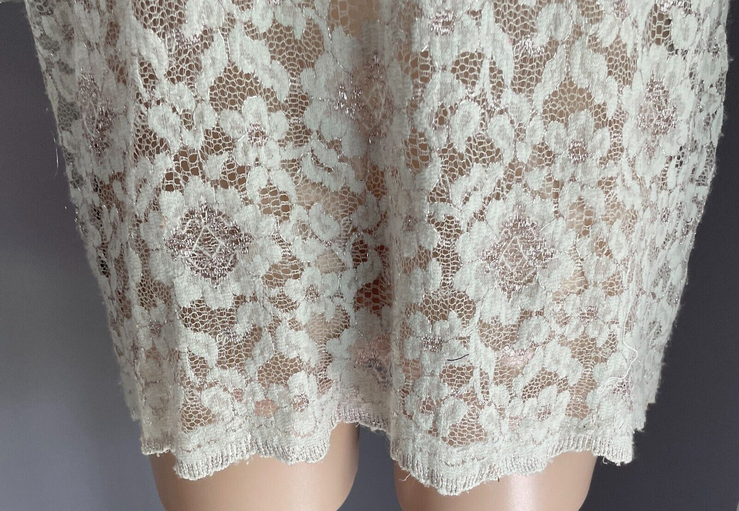 GREG SERNACK Jacket Light Sage Green Lace & Silver Thread Size 12 Vintage