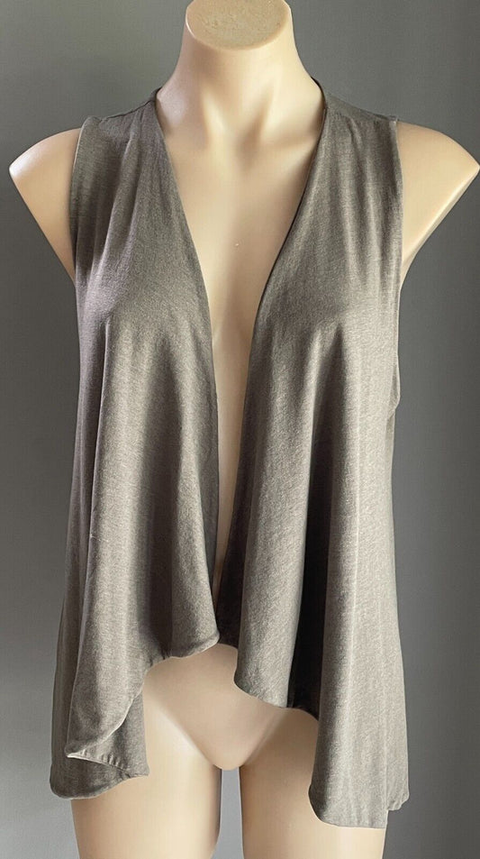 METALICUS Drape Jacket Waterfall Taupe Sleeveless Vest Stretch Fabric Size 10 12
