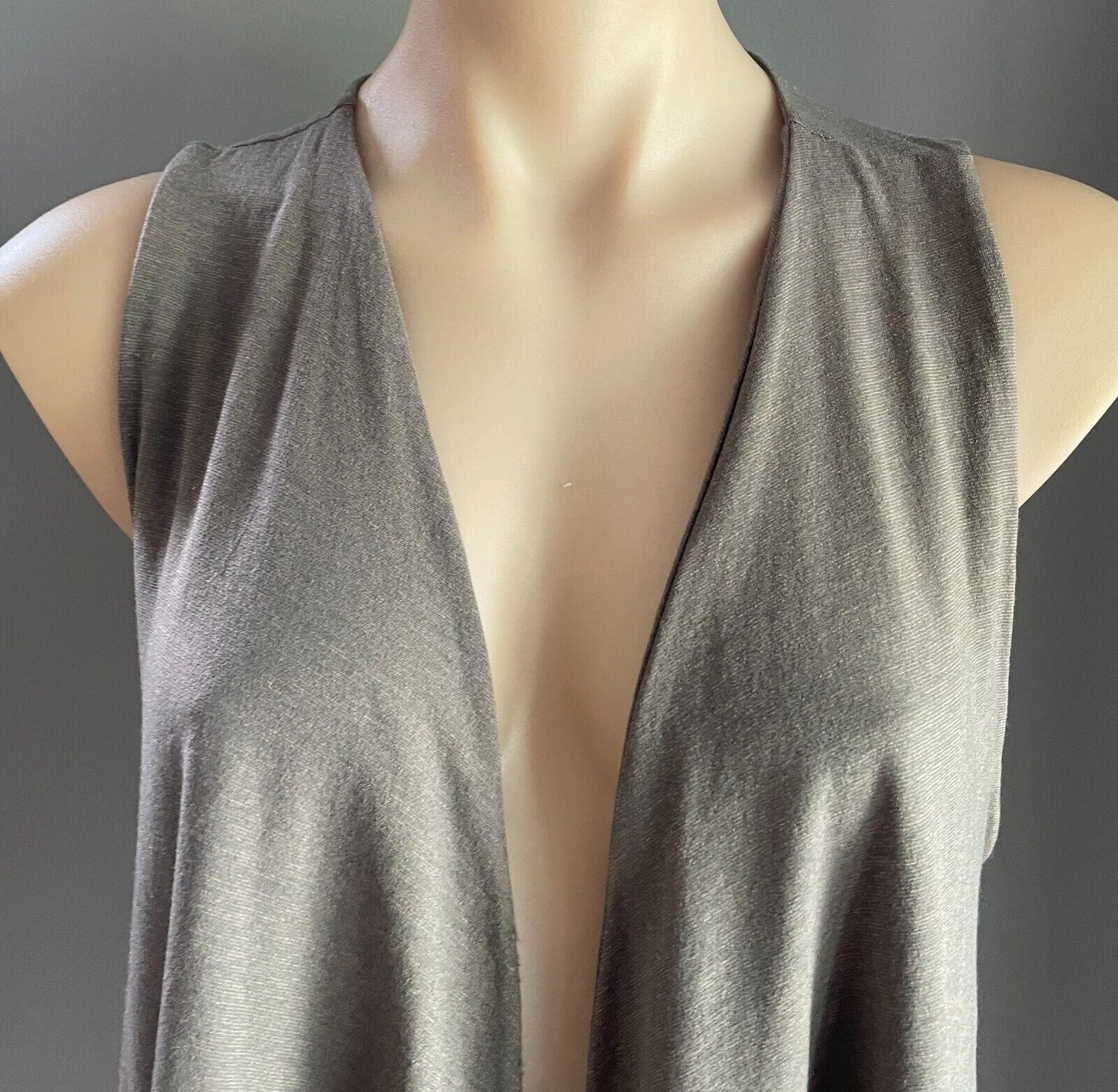 METALICUS Drape Jacket Waterfall Taupe Sleeveless Vest Stretch Fabric Size 10 12