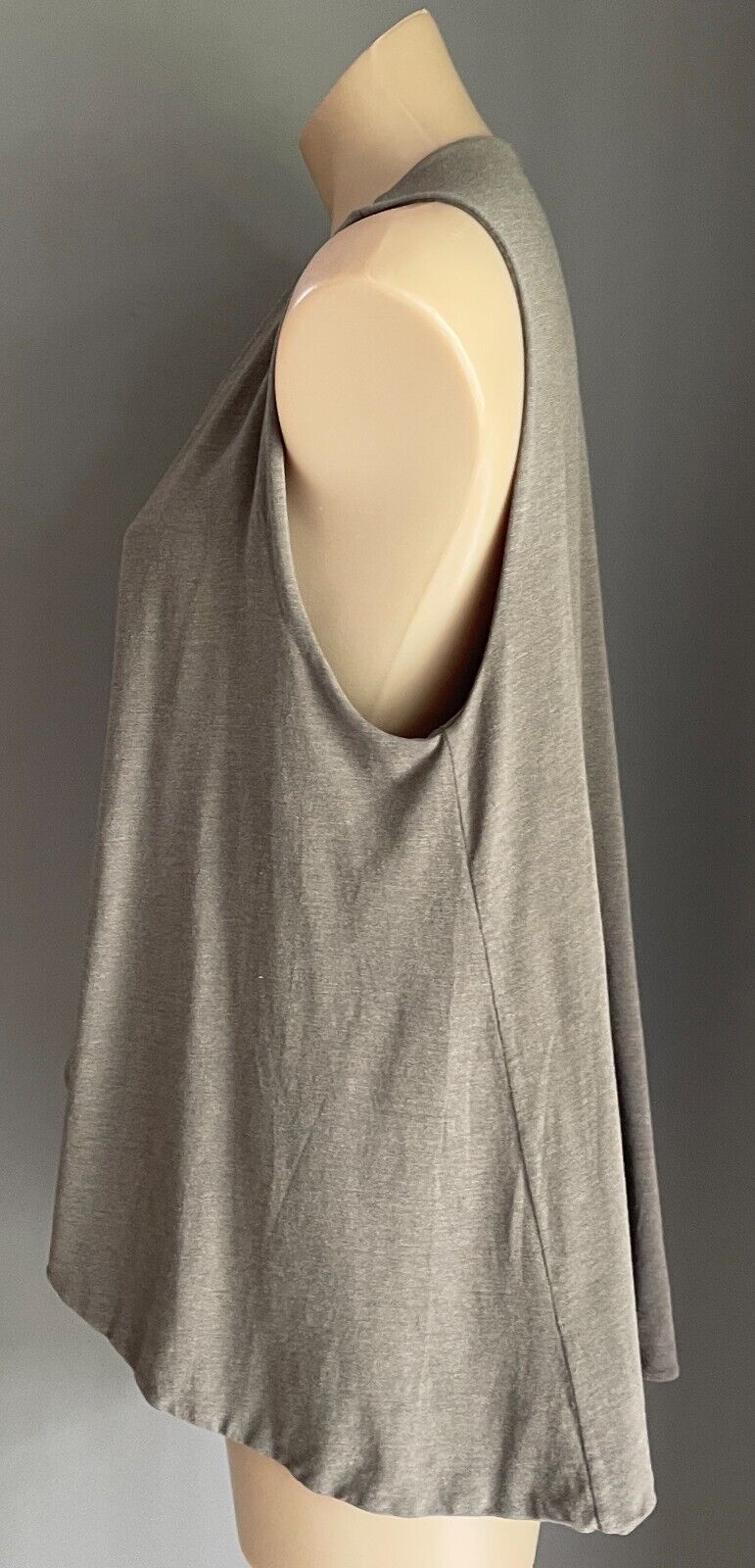 METALICUS Drape Jacket Waterfall Taupe Sleeveless Vest Stretch Fabric Size 10 12